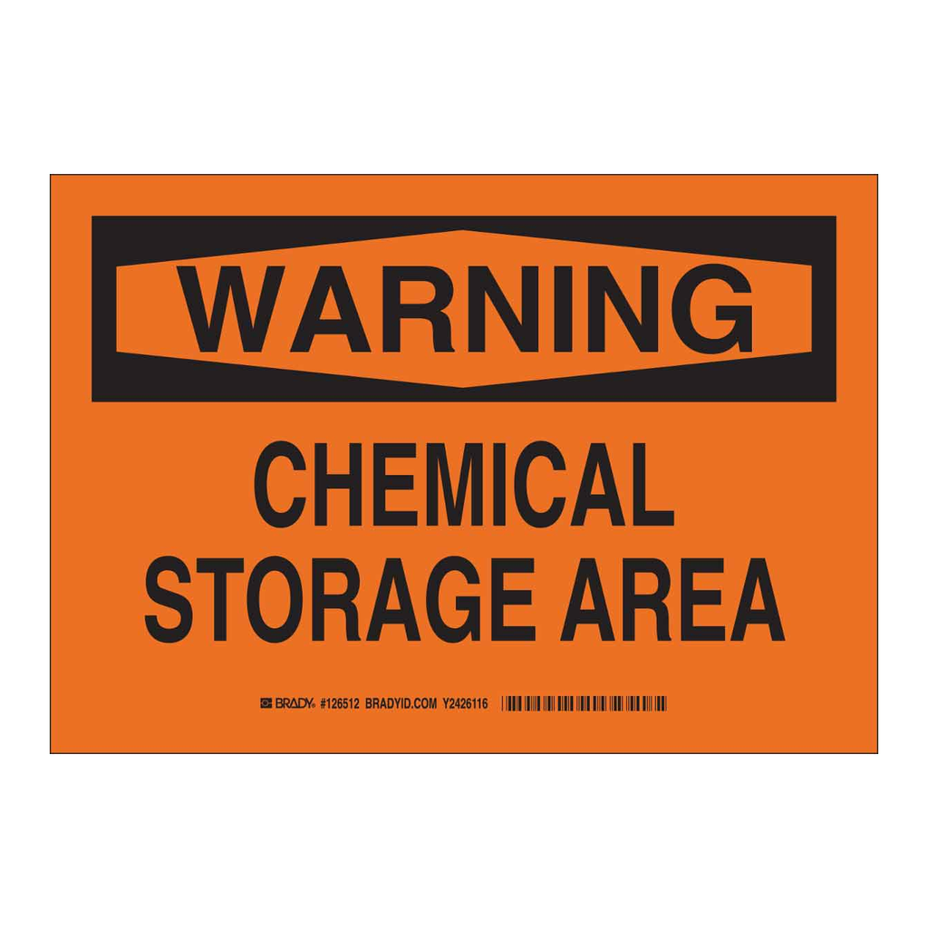 Brady WARNING Chemical Storage Area Sign