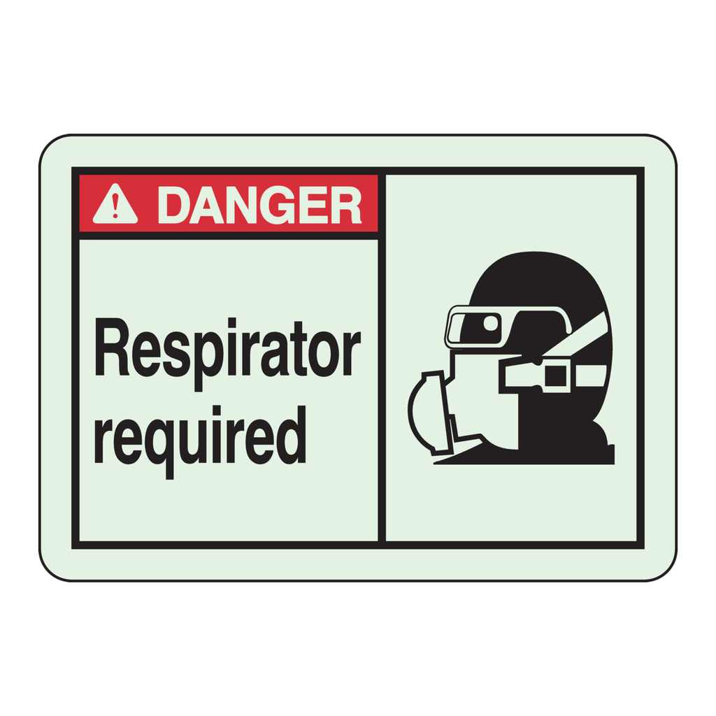 Brady DANGER Respirator Required BradyGlo sign