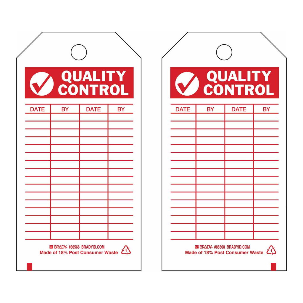 Brady Quality Control Inspection Tags