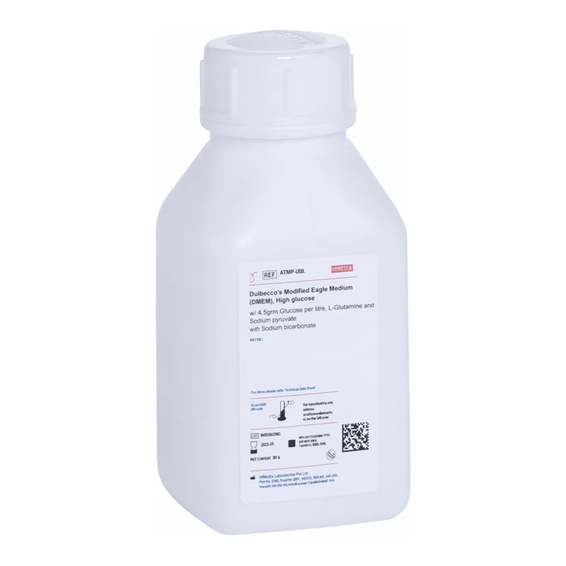 Himedia Dulbecco`s Modified Eagle Medium (DMEM), High glucose w/ 4.5gms Glucose per litre and Sodium pyruvate w/o L-Glutamine, Sodium bicarbonate and Phenol red