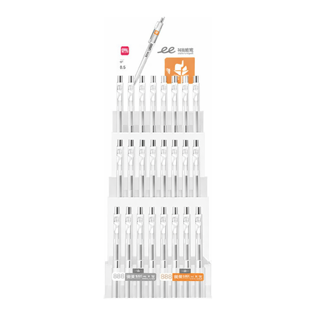 OFFICENEX DELI SG299 노크식 퀵드라이 투명 젤펜 0.5mm (흑) 96자루 집기세트(SA299 96자루)