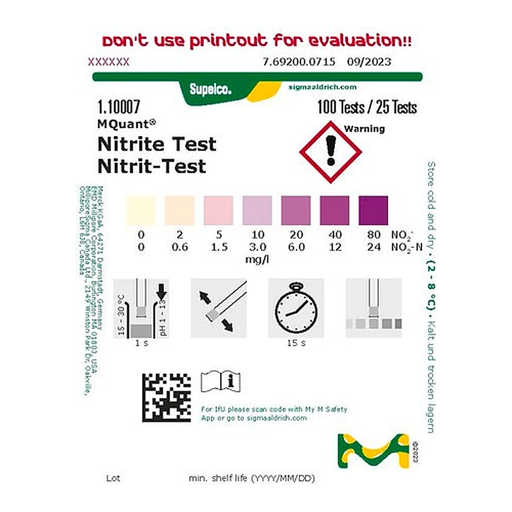 Merck NITRITE TEST 2 - 5 - 10 - 20 - 40 - 80 M