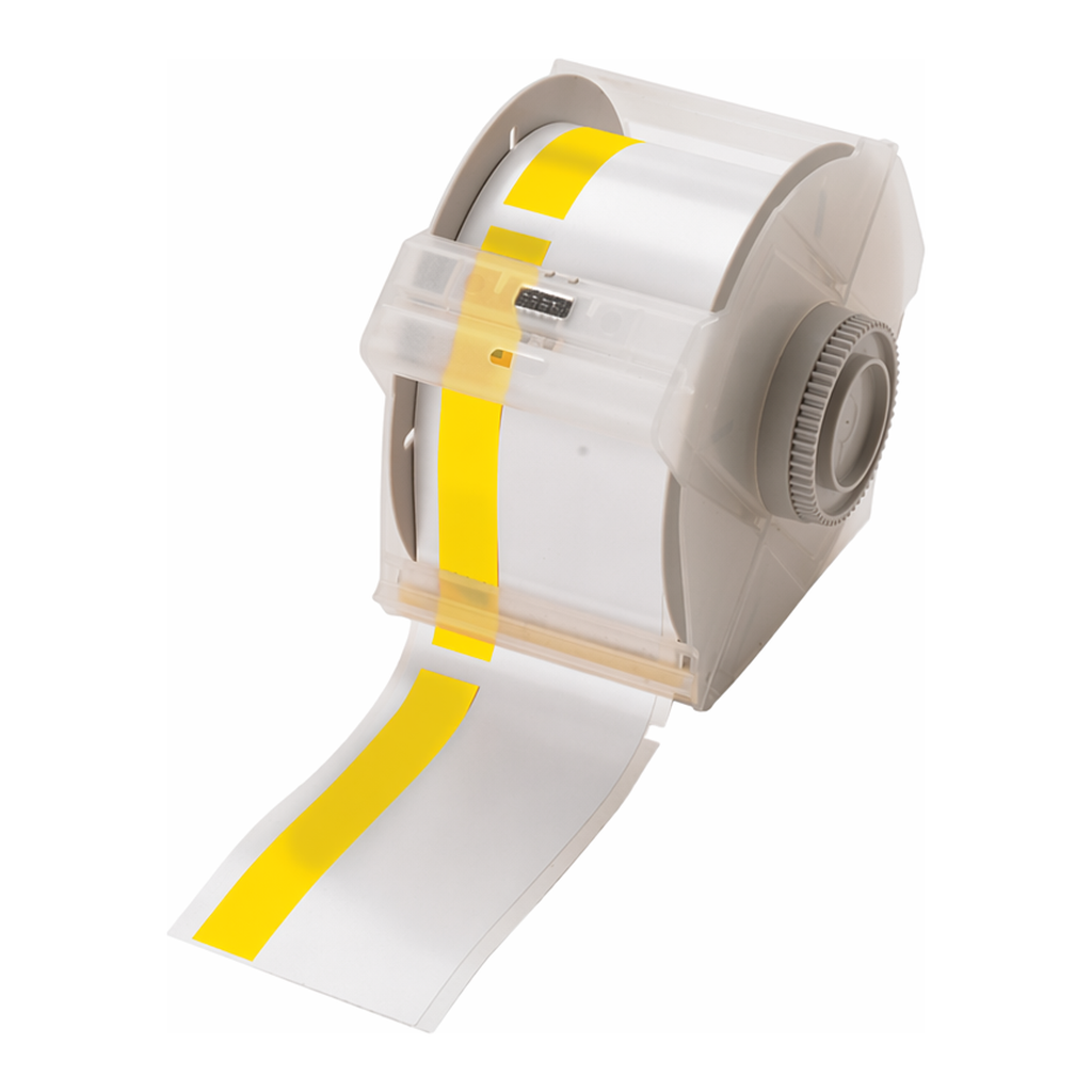 Brady All Weather Permanent Adhesive Vinyl Label Tape for GlobalMark Printer - 3", Caution Header Stripe