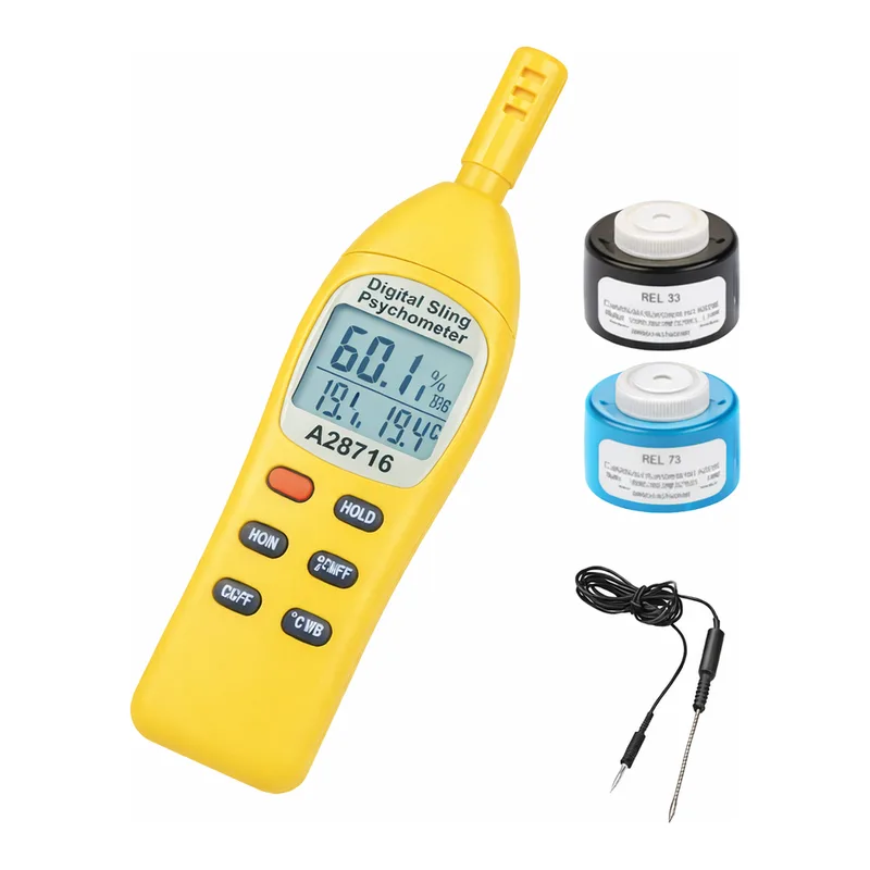 AZ Pocket Dew-point Thermo-Hygrometer of Temp · RH% · DP℃ · WB℃