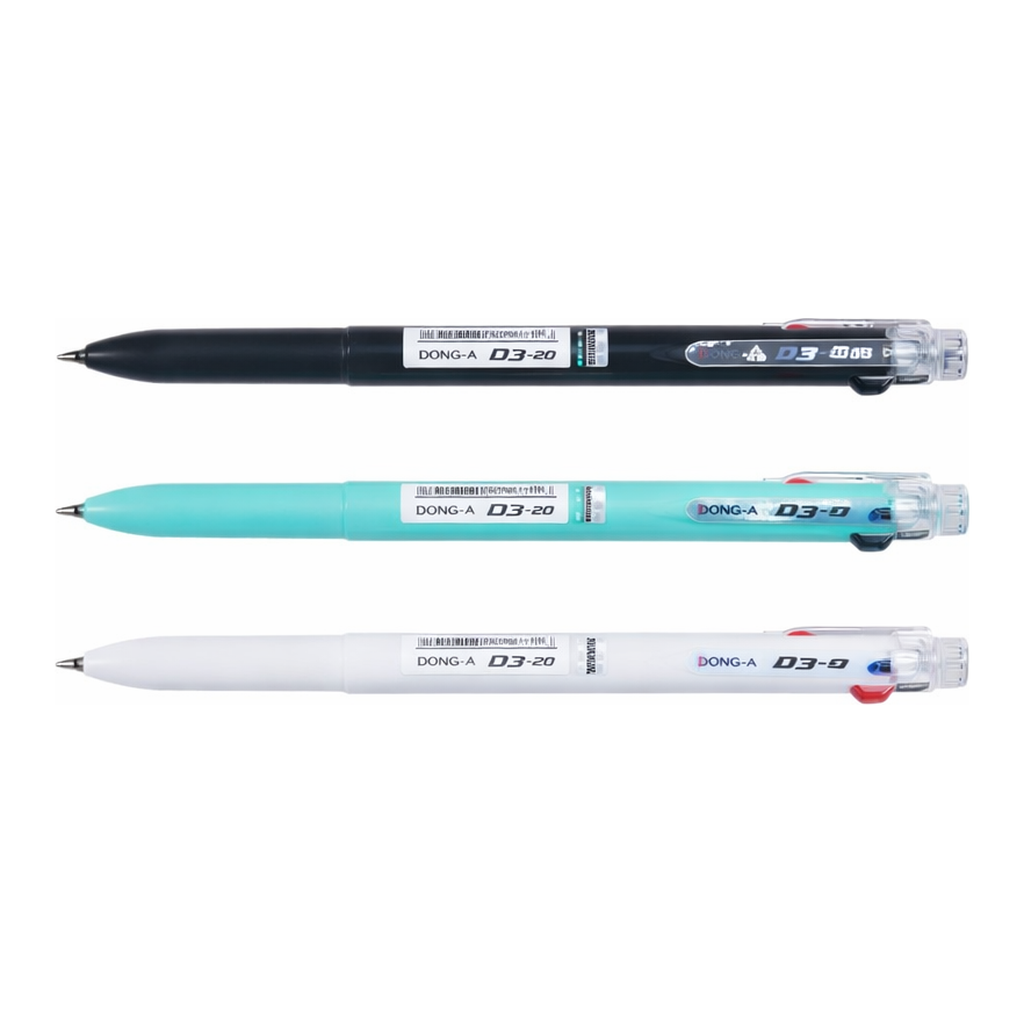 OFFICENEX 동아 D3.20 3색 볼펜(0.5mm/바디색상:블랙)