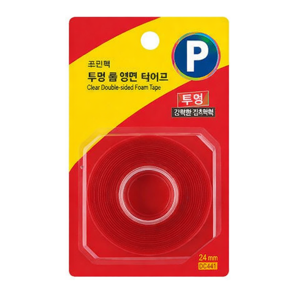 OFFICENEX 프린텍 DC241D 강력 투명 폼 투명 양면테이프(24mm x 1.5m)