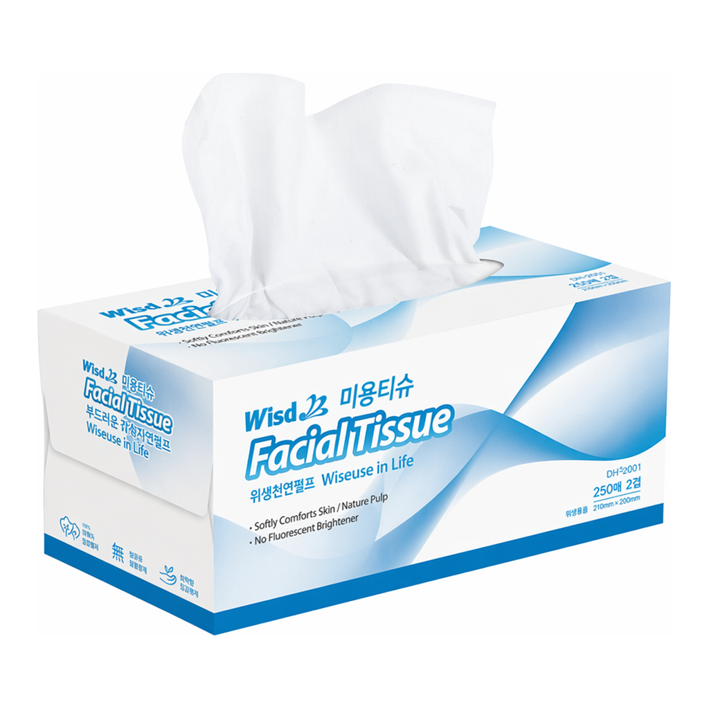 Daihan Science Wisd Facial Tissue, 100% Virgin Natural Pulp, 2-Layer, 210×200mmNon-Fluorescence