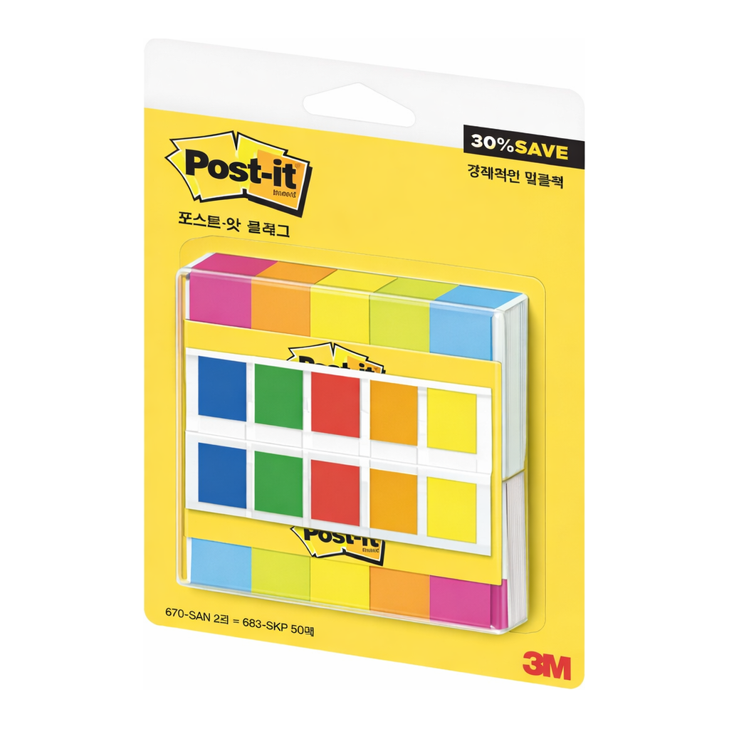 OFFICENEX 3M 포스트잇 플래그 알뜰팩(670-5AN 2개+683-5KP(50매))