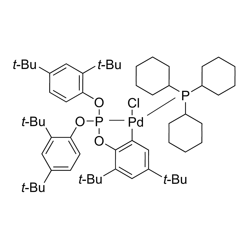 Merck Chloro(eta2-P,C-tris(2,4-di-tert-butylphenyl)phosphite)(tricyclohexylphosphine)palladium(II)