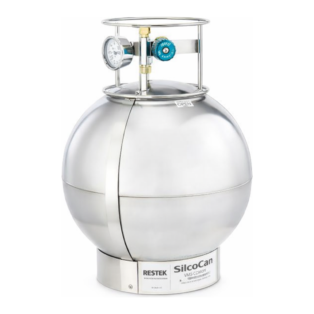 Restek SilcoCan Canister 15L with 3-Port Siltek-Treated RAVE+ with Gauge