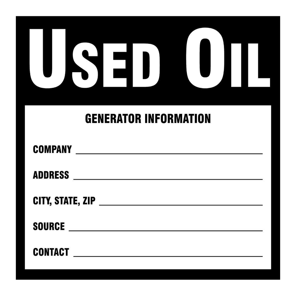 Brady USED OIL Labels