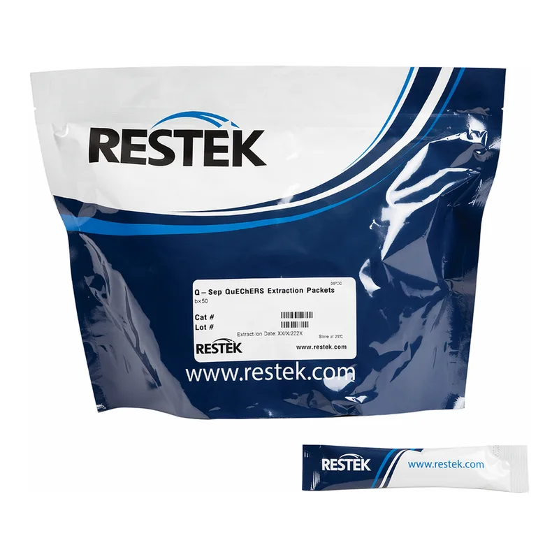 Restek Q-sep QuEChERS extraction, Unbuffered Original Method 4g MgSO4, 1g NaCl packets only, 50 p