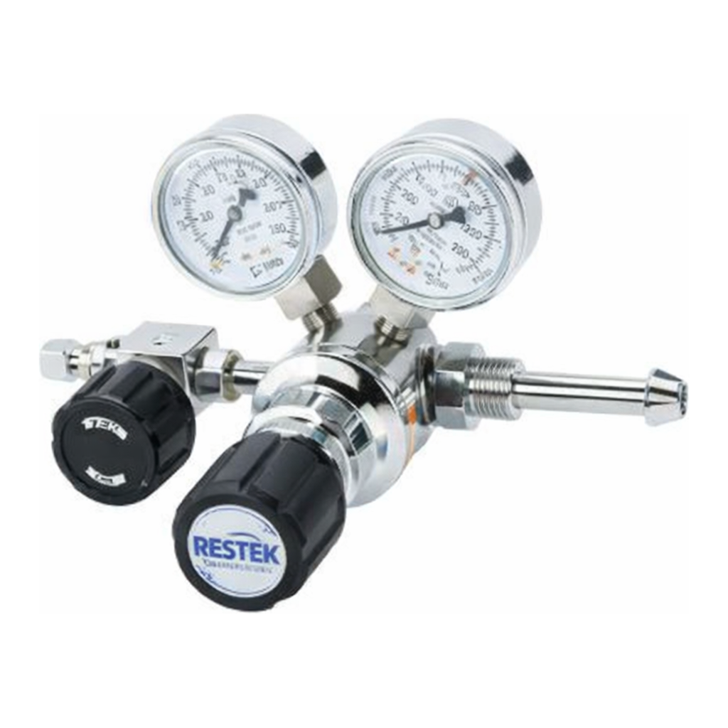 Restek Regulator, Brass, Dual Stage, Ultra High Purity Inert Gas, CGA 580