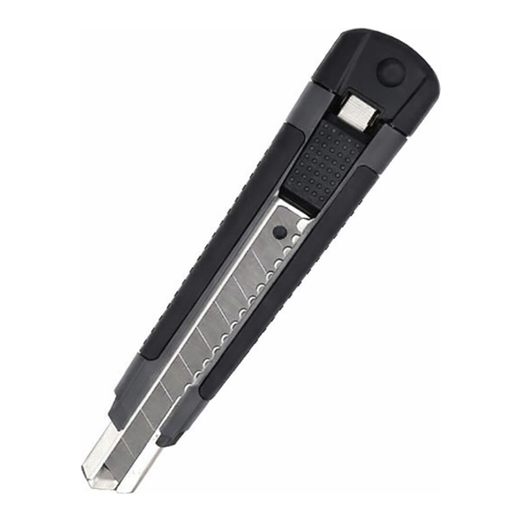 OFFICENEX 피스코리아 블랙고급커터칼(대) + 커터칼날 2개 삽입(171.2x35.5x24.7mm)