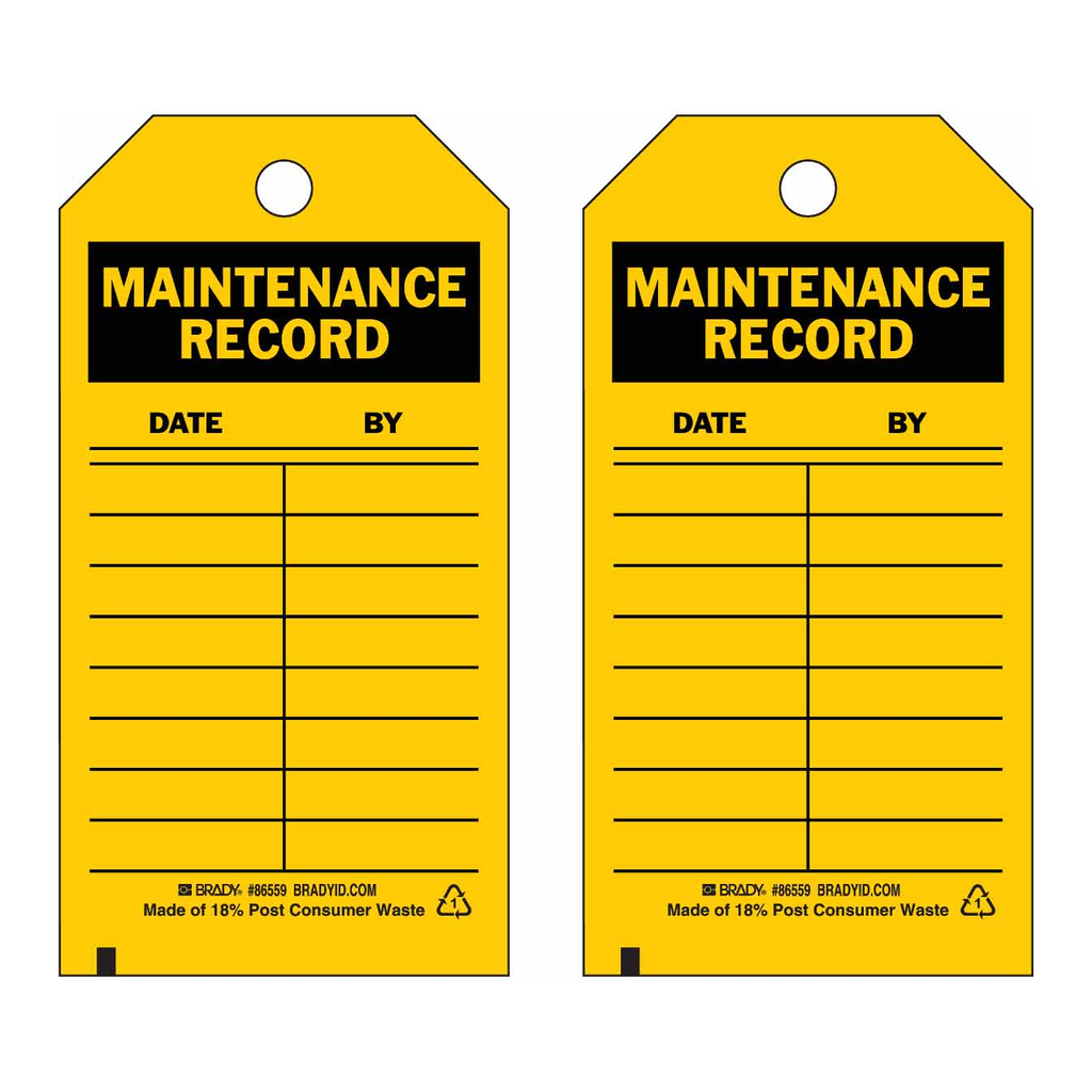 Brady Maintenance Record Inspection Tags