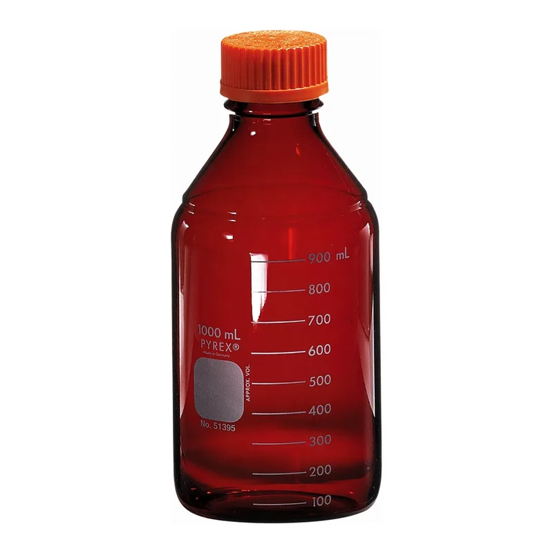 Thermo Fisher Scientific Pyrex Brand 51395 UV-Blocking Low Actinic Media Bottle, 250mL, 4/cs