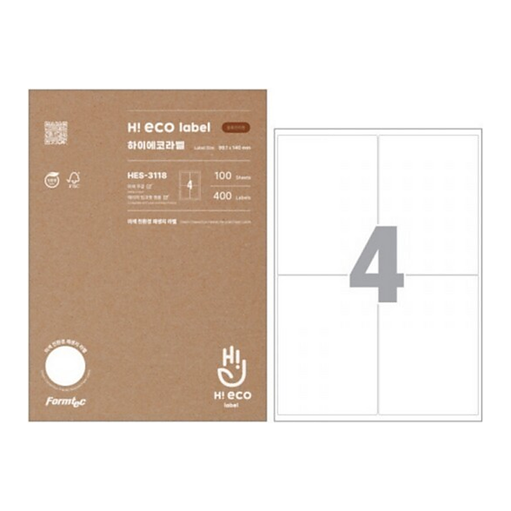 OFFICENEX 하이에코라벨(HEQ-3118/20매/4칸/폼텍)친환경 인증 상품