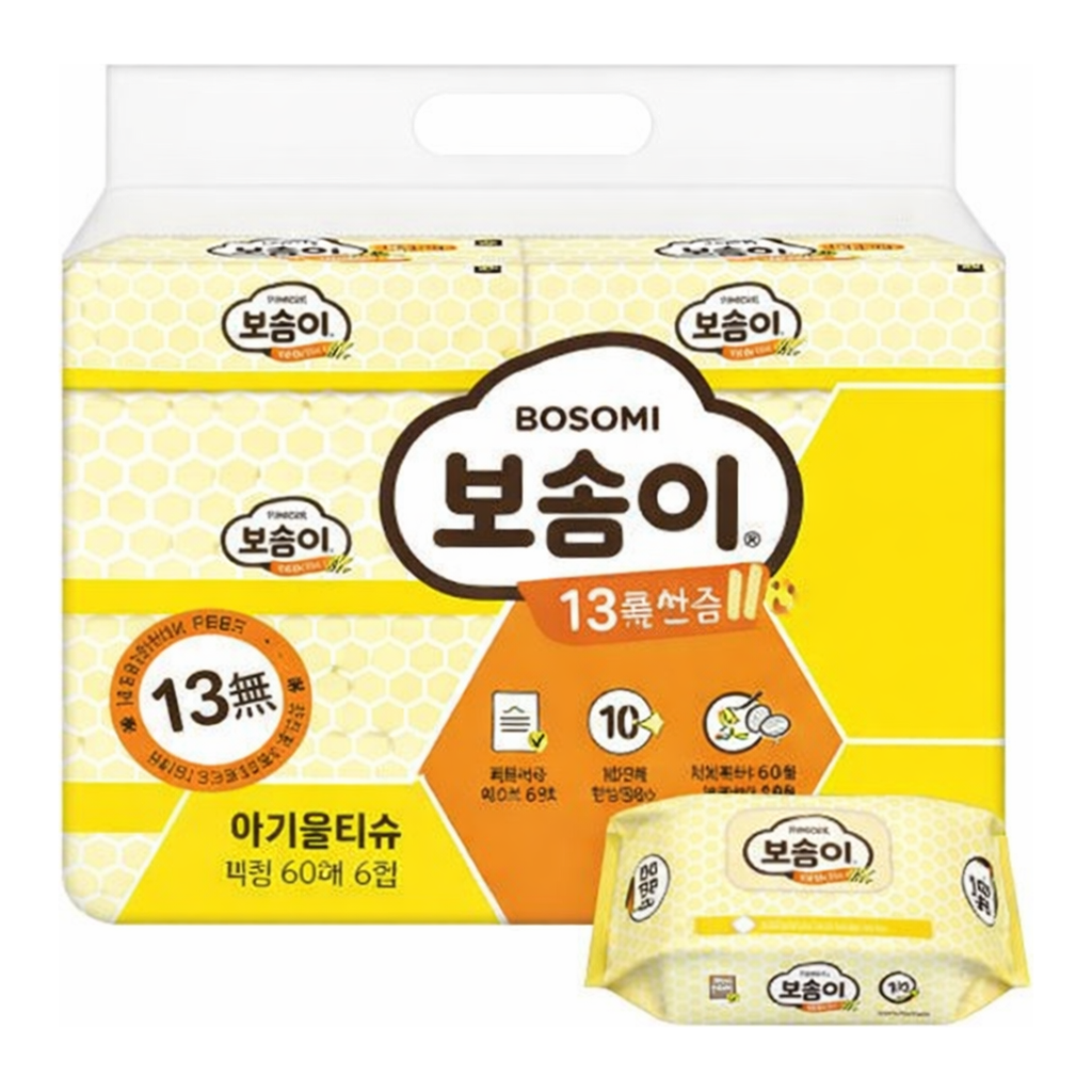 OFFICENEX 보솜이 안심 물티슈(60매x6개)