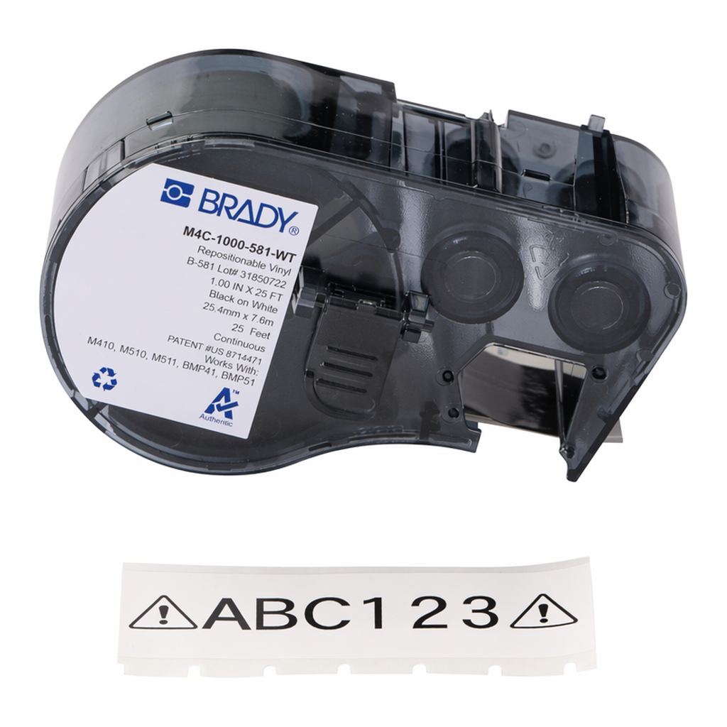 Brady Repositionable Multi-Purpose Vinyl Labels with Ribbon for M4 M5 Printers