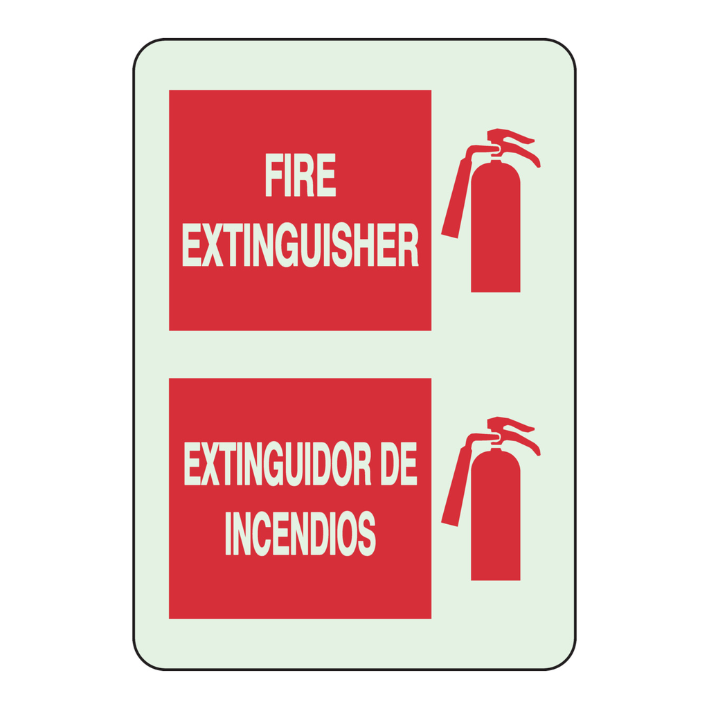Brady Bilingual Fire Extinguisher Glow in the Dark Sign