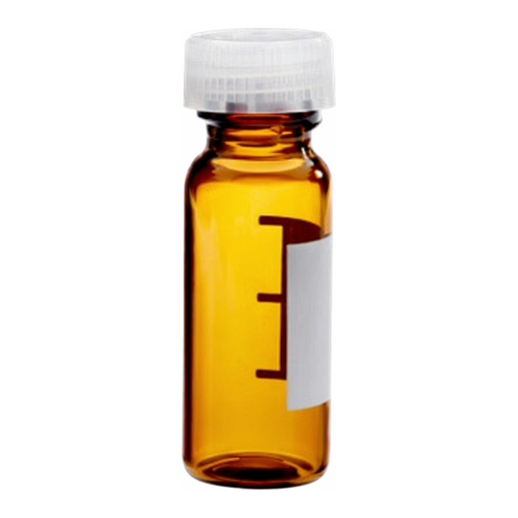 Waters LCGC Certified Amber Glass 12 x 32 mm Screw Neck Vial, with Polyethylene Septumless Cap, 2 mL Volume, 100/pk