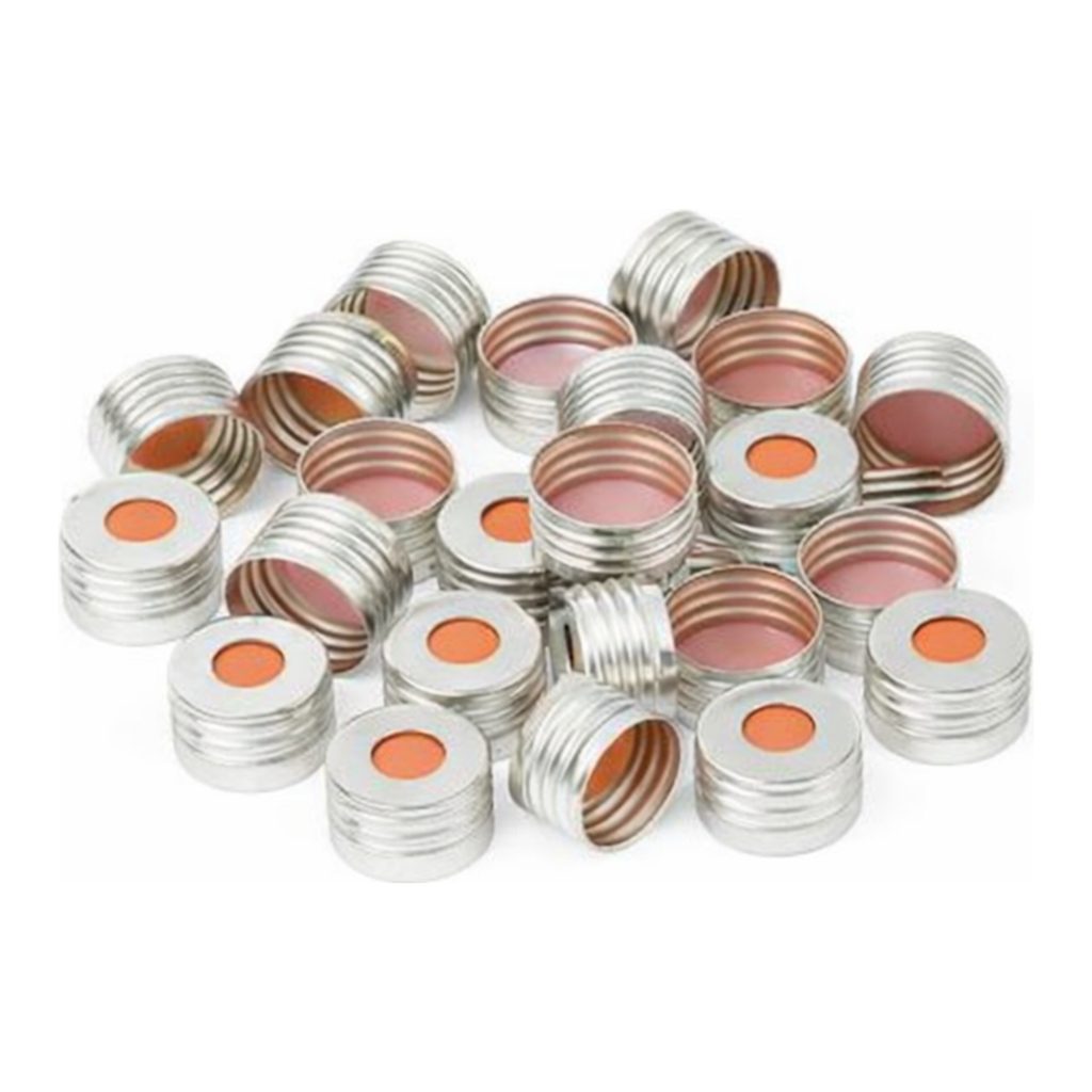 Restek Headspace Vial Caps, 18mm Magnetic Screw Thread Cap with PTFE/Red Chlorobutyl, 1000-pk