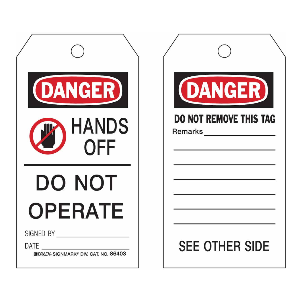 Brady Accident Prevention Tags - HANDS OFF DO NOT OPERATE