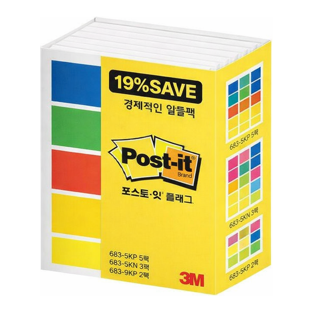 OFFICENEX 3M 포스트잇 플래그 알뜰팩 683(5KP 5팩, 5KN 3팩, 9KP 2팩)