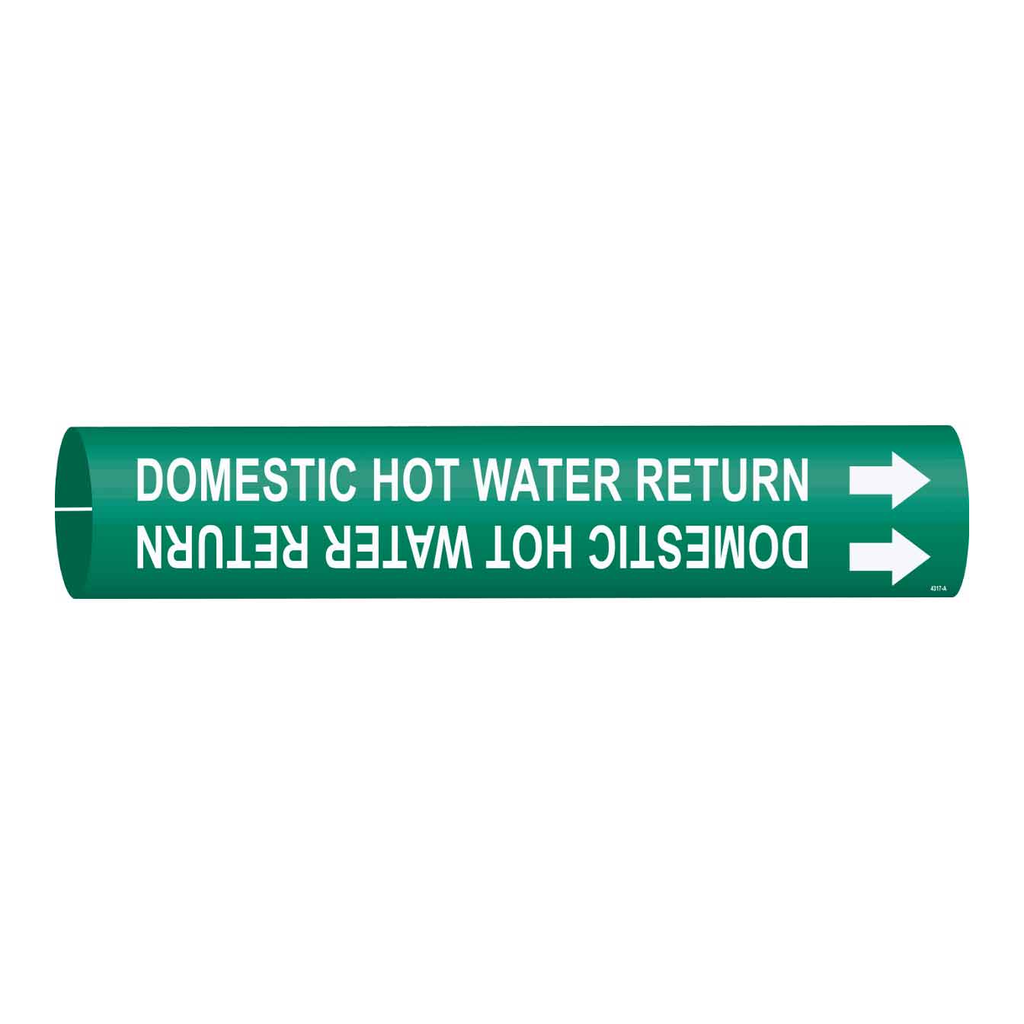 Brady DOMESTIC HOT WATER RETURN Snap-On/Strap-On Pipe Marker