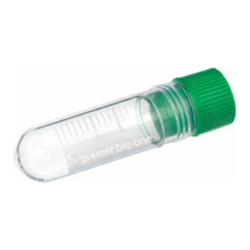 Greiner Bio One CRYO.S, 2 ML, PP, ROUND BOTTOM,INTERNAL THREAD, GREEN SCREW CAP, WRITING AREA, NATURAL, STERILE, 100 PCS./BAG