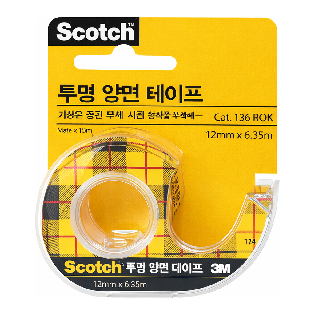 Daihan Science 3M Scotch “136D” & “237D” Permanent Double Sided Tape, Transparent, with Dispe