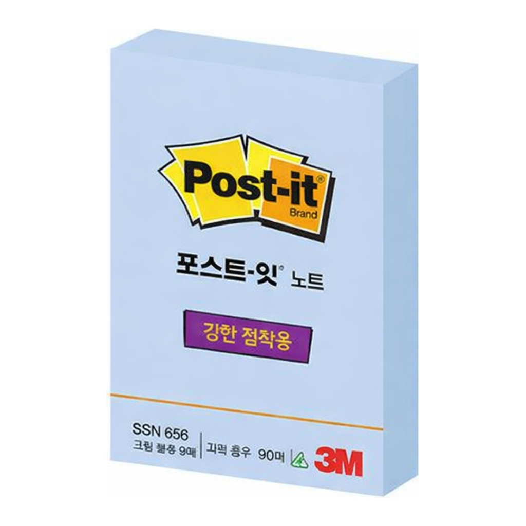 OFFICENEX 3M 포스트잇 강한점착용 그리너 656 크림블루