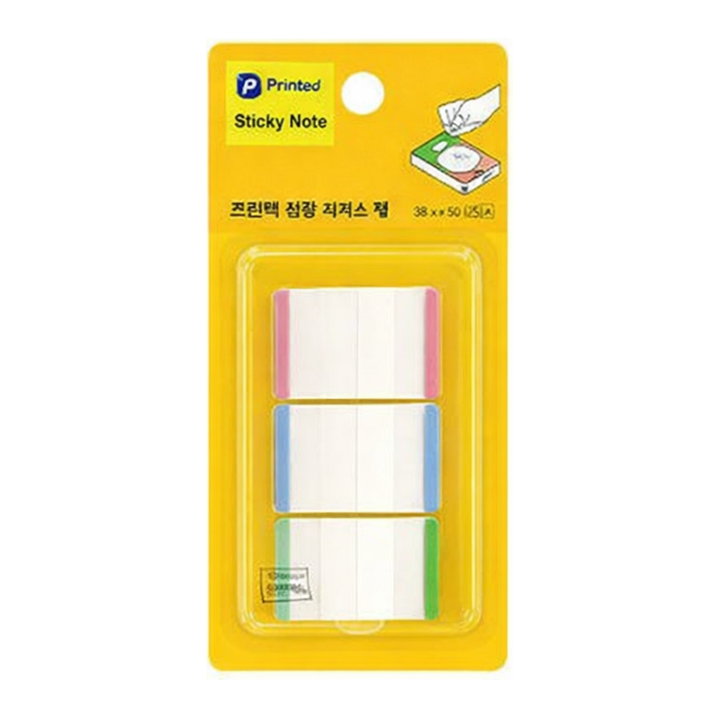 OFFICENEX 프린텍 스티키노트 인덱스탭 라인 3색 38*25 25매 IT3825-3L