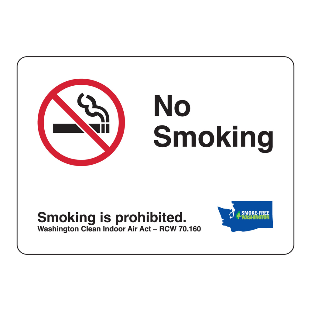 Brady NO SMOKING RCW 70160 Sign