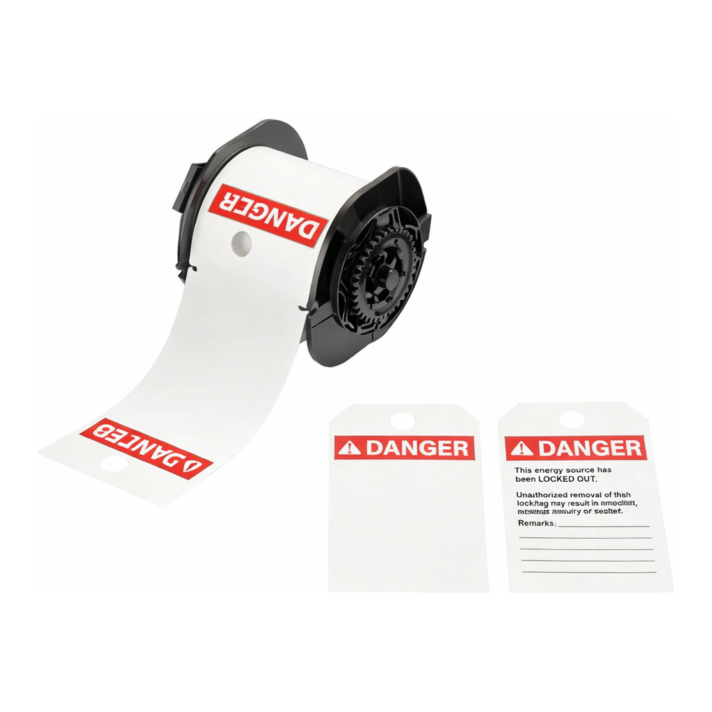 Brady LOTO Tags - ANSI DANGER, Printable Front, Preprinted Back, for B30 Printers