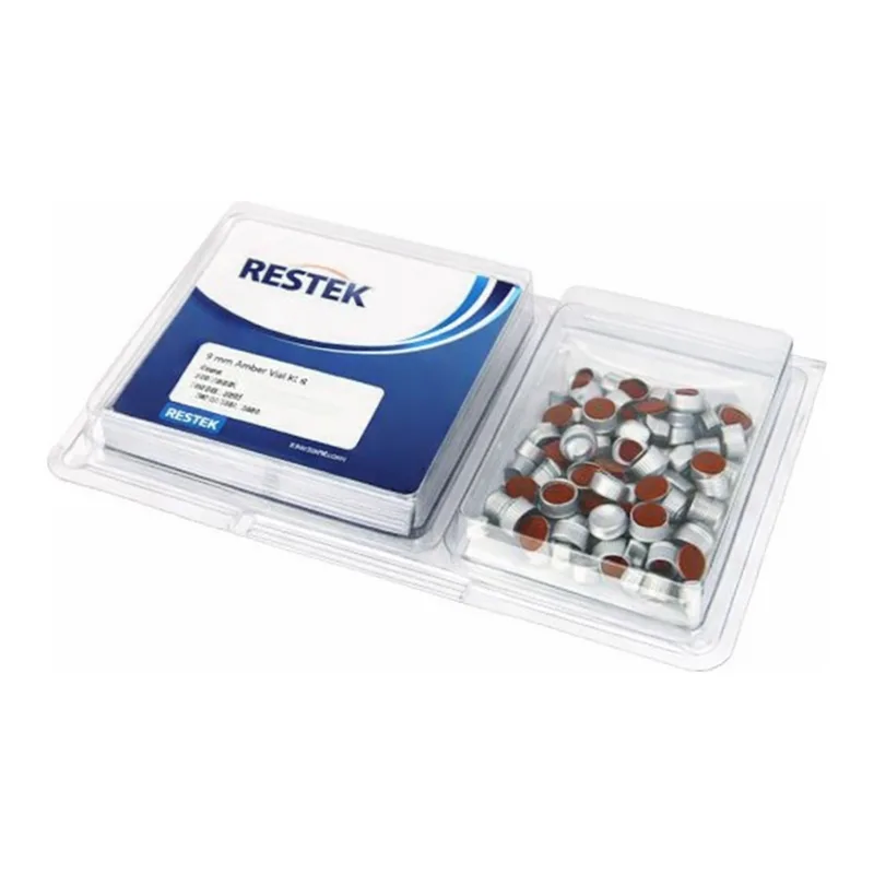 Restek Vial, Cap & Septa Kit, SilCote Deact 2mL 11mm Amber Crmp TopVial w/PTFE/Natural Rubber 100