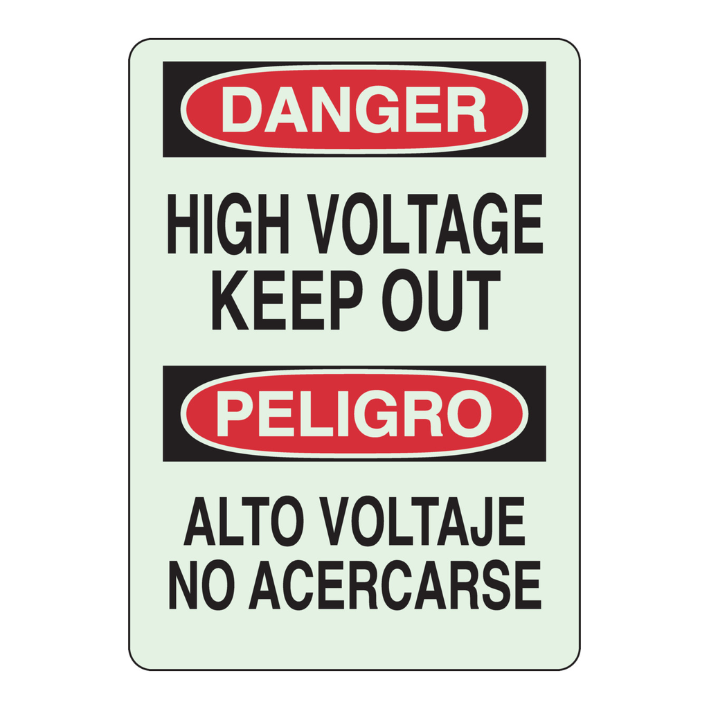 Brady BradyGlo Bilingual DANGER High Voltage Keep Out Sign