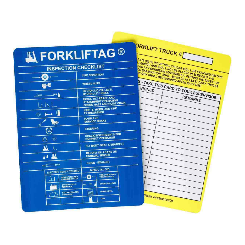Brady ForkliftTag Inserts:Blue FORKLIFTAG: INSPECTION CHECKLIST
