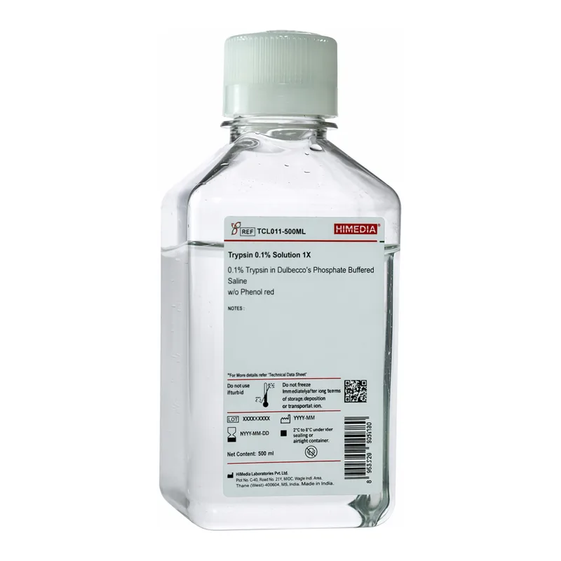 Himedia Trypsin 0.25% Solution 1X 0.25% Trypsin in Dulbecco`s Phosphate Buffered Saline w/o Phenol red