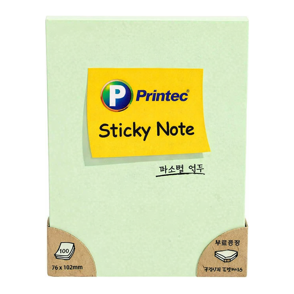 OFFICENEX 프린텍 76102G 스티키노트 파스텔연두 76*102 100매