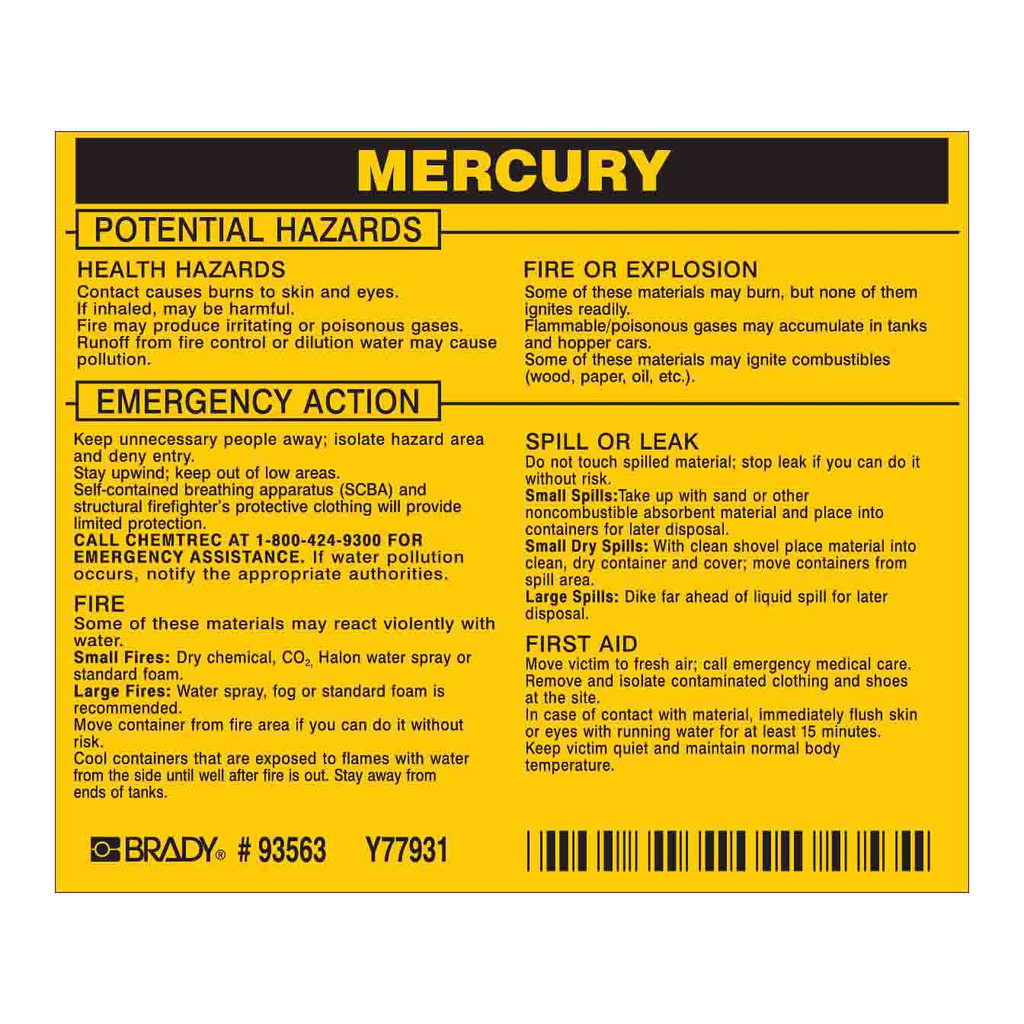 Brady MERCURY Labels