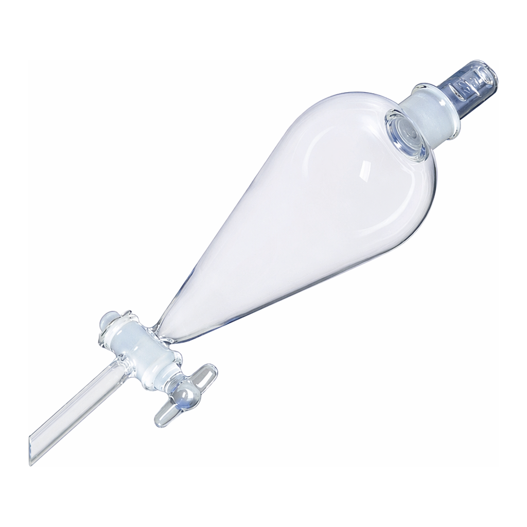 Merck Pyrex(R) Squibb separatory funnel, Pyrex(R) jointed stopper, jointed stopcock