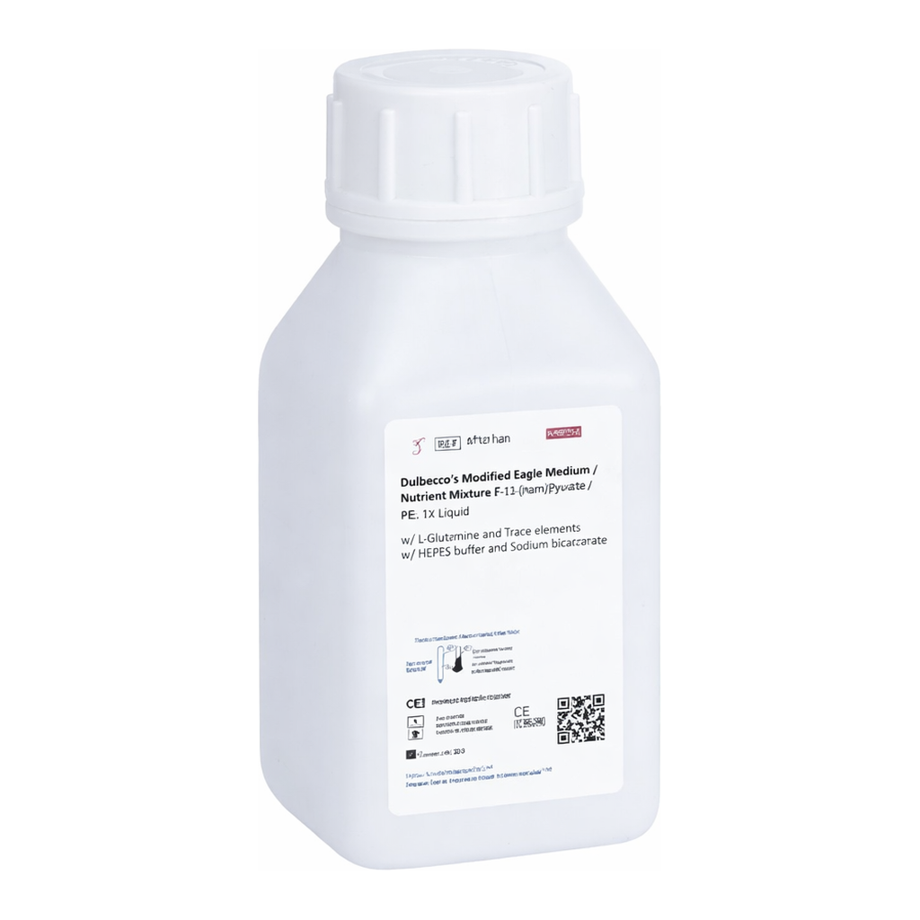 Himedia Dulbecco`s Modified Eagle Medium / Nutrient Mixture F-12 Ham (DMEM/ F12, 1:1 Mixture) w/ L-Alanyl-L-Glutamine and Trace elements w/o HEPES buffer and Sodium bicarbonate