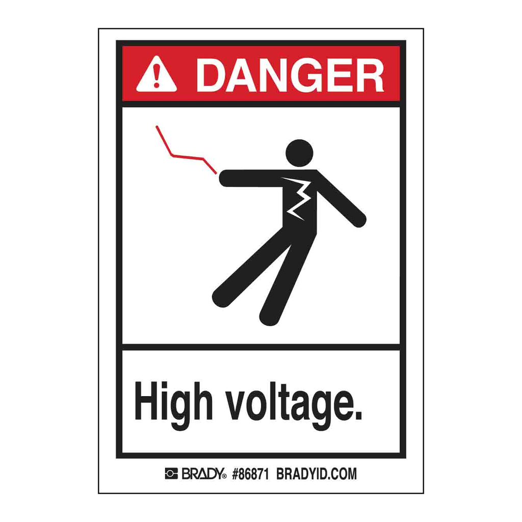 Brady DANGER High Voltage. Labels
