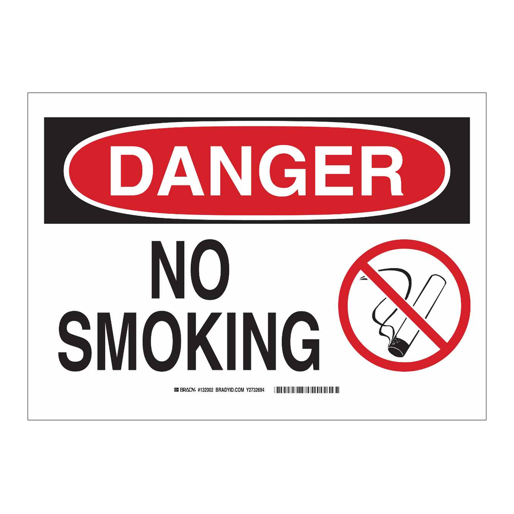 Brady DANGER No Smoking Sign