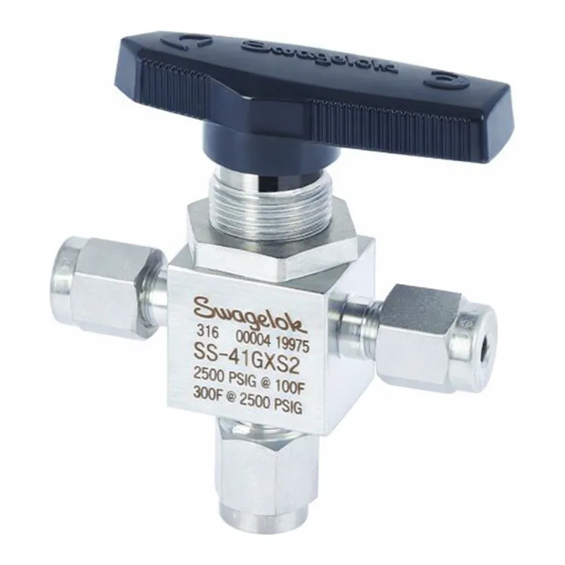 Restek Swagelok Valve, 3-Way SS Ball, 0.15 Cv, 1/8in Tube Fitting