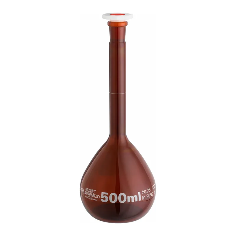 Volumetric flasks with ground joint, amber glass