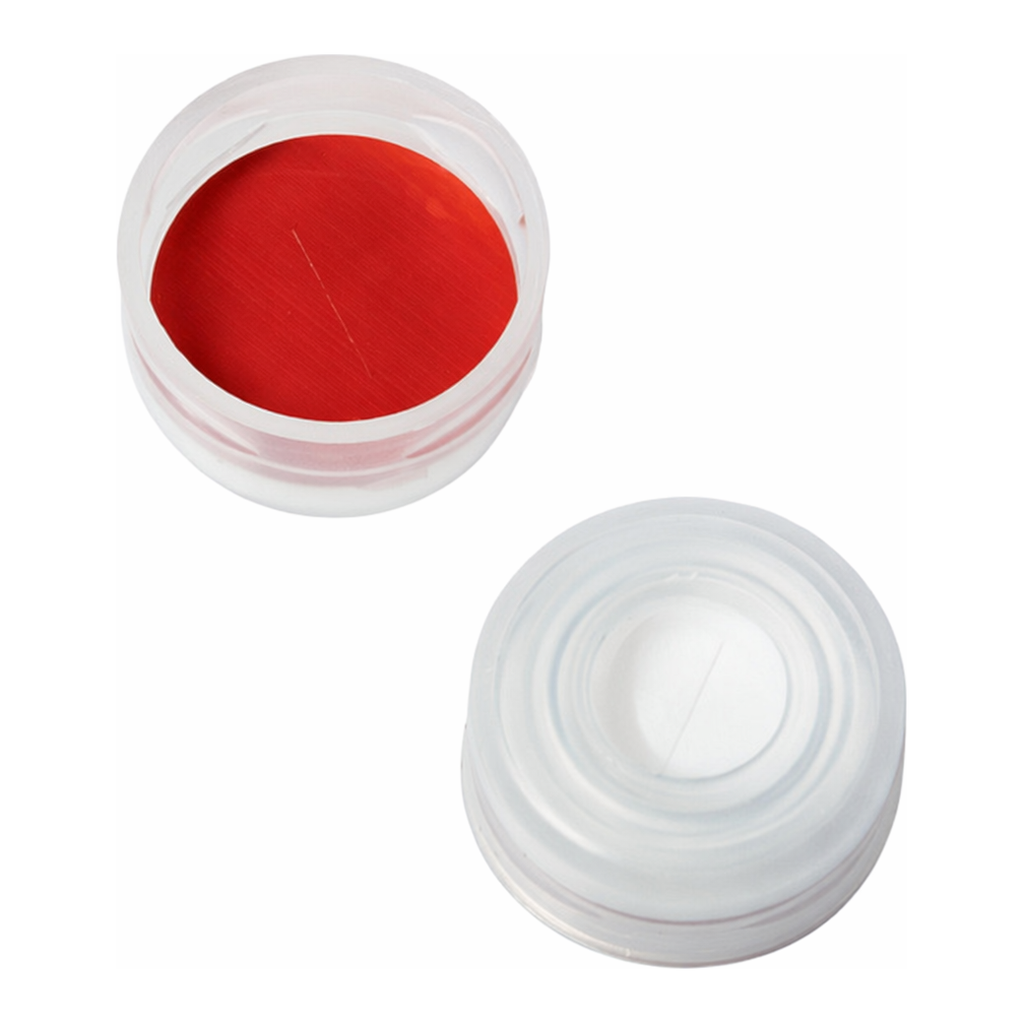 Restek Snap Top Vial Caps, 11mm, Clear, PTFE/Silicone w/Slit 100-pk