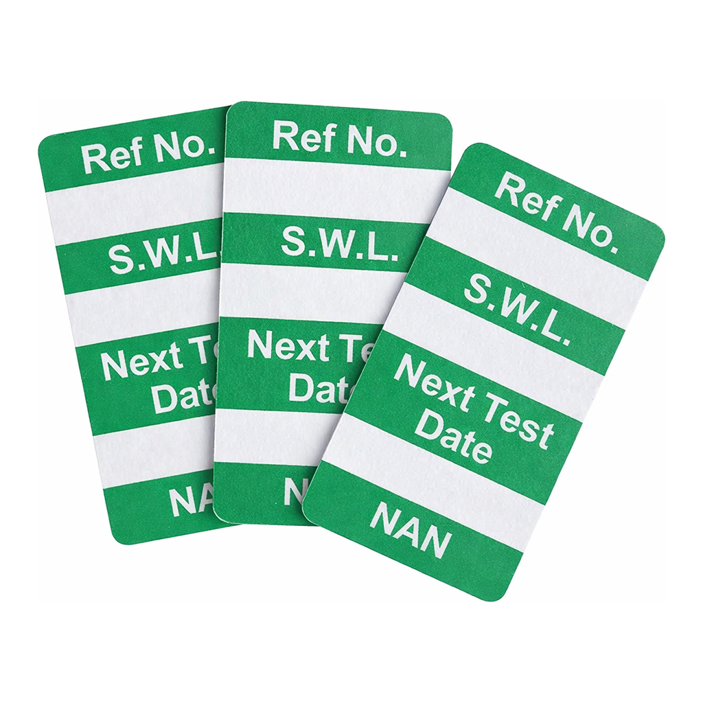 Brady NanoTag Inserts: REF NO.: S.W.L.: NEXT TEST DATE: NAN