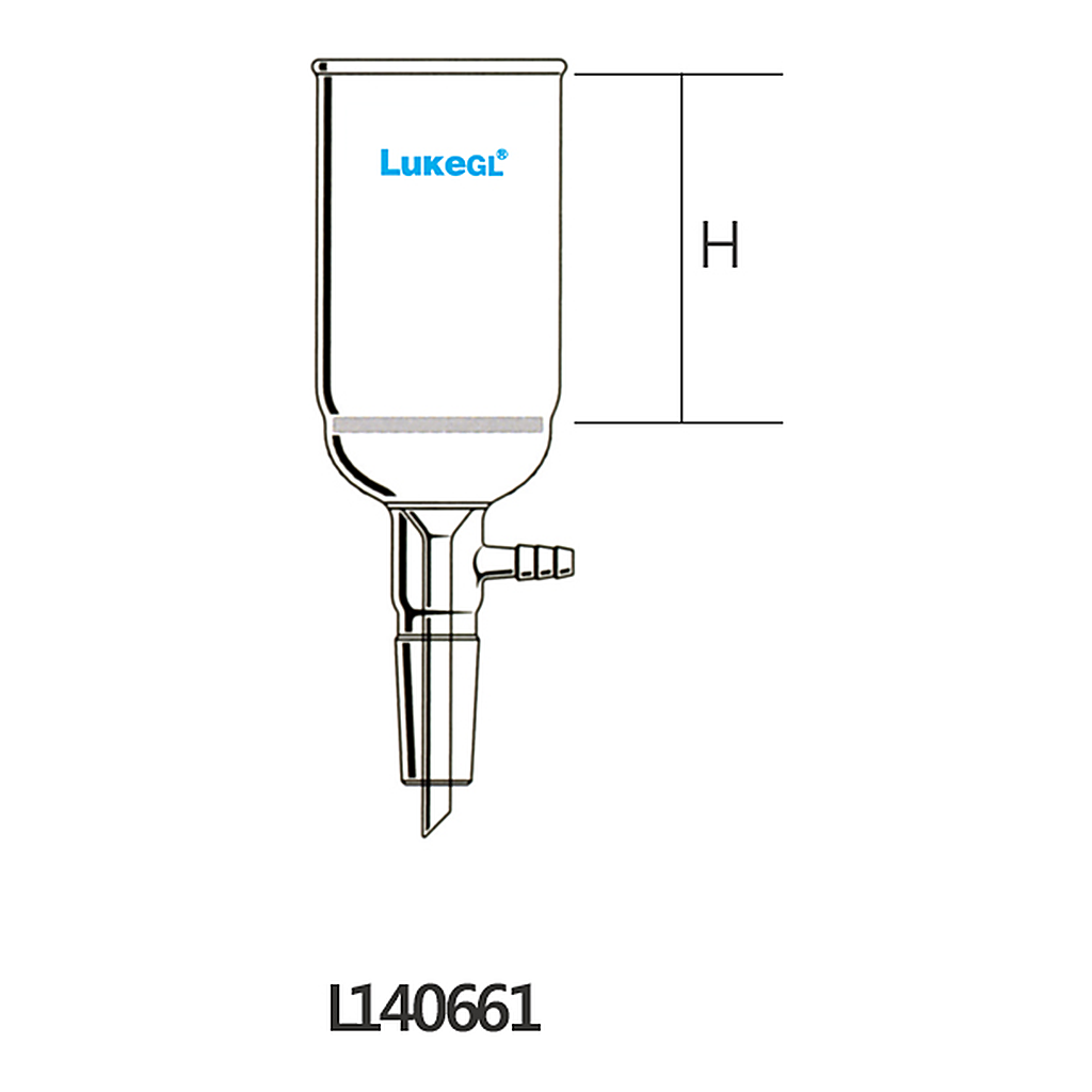 Cylindrical Glass Filter Funnel with Vacuum Adapter and Inner Joint 진공 여과 유리 깔때기, Column Type, LukeGL